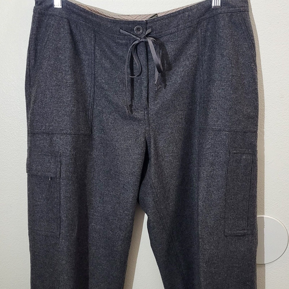 Eddie Bauer Pants Womens Wool Blend Cargo size 18 Pockets Wide Leg High Rise